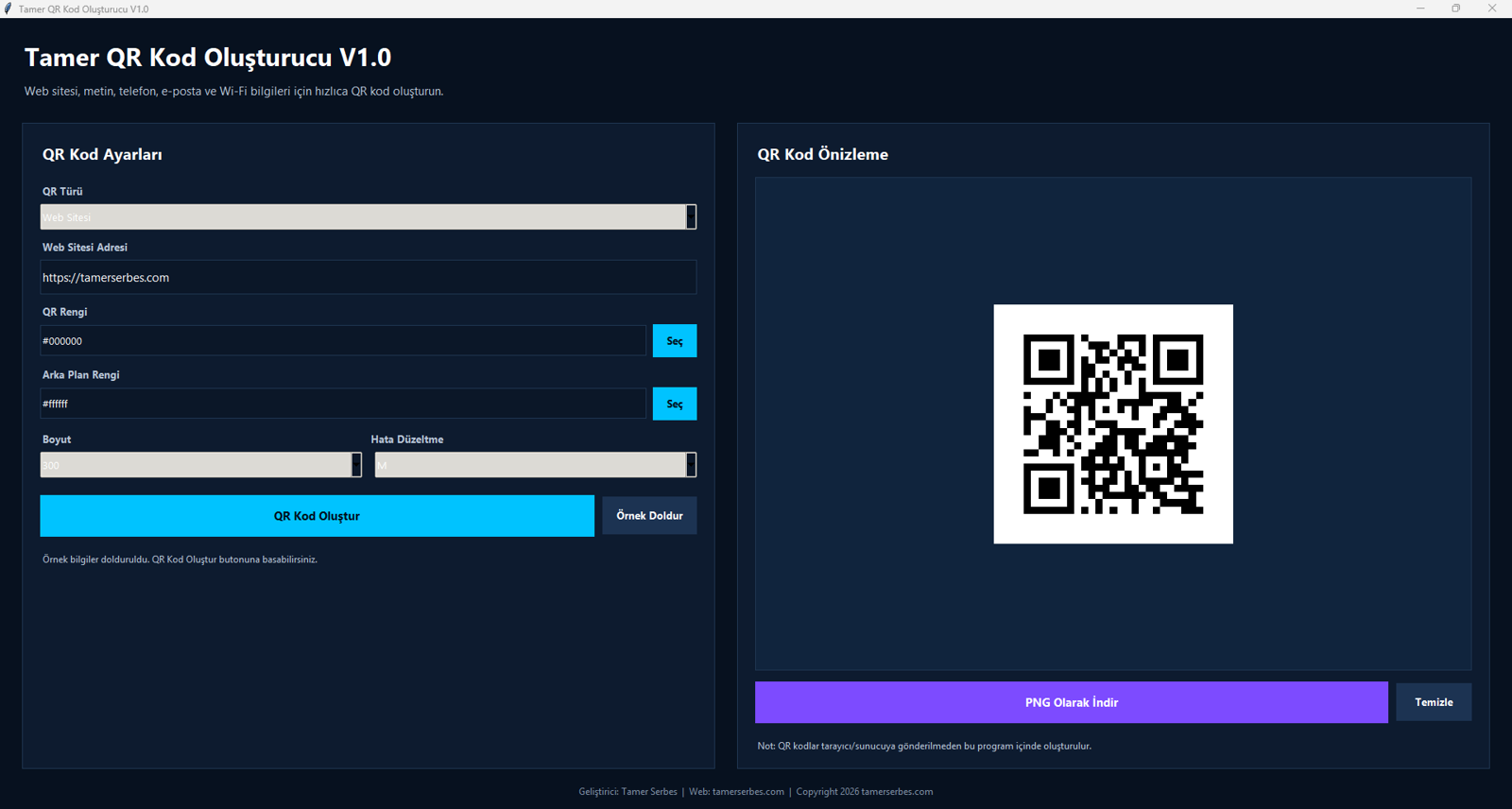 Tamer QR Kod Oluşturucu V1.0 ön izleme